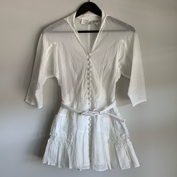 Anthro Byron Lars White Poof Bust Buttoned Blouse 2 - Picture 1 of 5